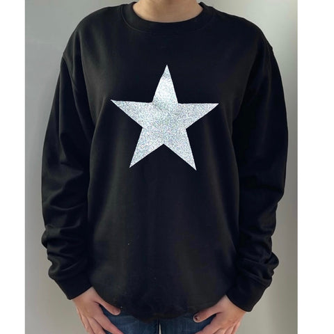 Glitter Star Sweatshirt - Black