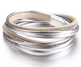 Faux Leather Silver Wrap Bracelet