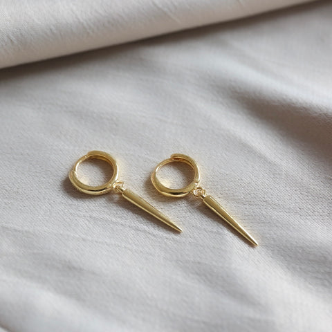 Long Dangling Cone Earrings - Gold
