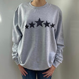 Multi Glitter Star Sweatshirt - Grey