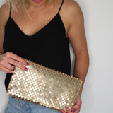 Olivia Sequin Clutch / Shoulder Bag - Gold