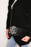 Olivia Sequin Clutch / Shoulder Bag - Black