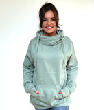 Luxury Cowl Neck Hoodie - Sage