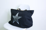 Glitter Star Overnight Bag - Black