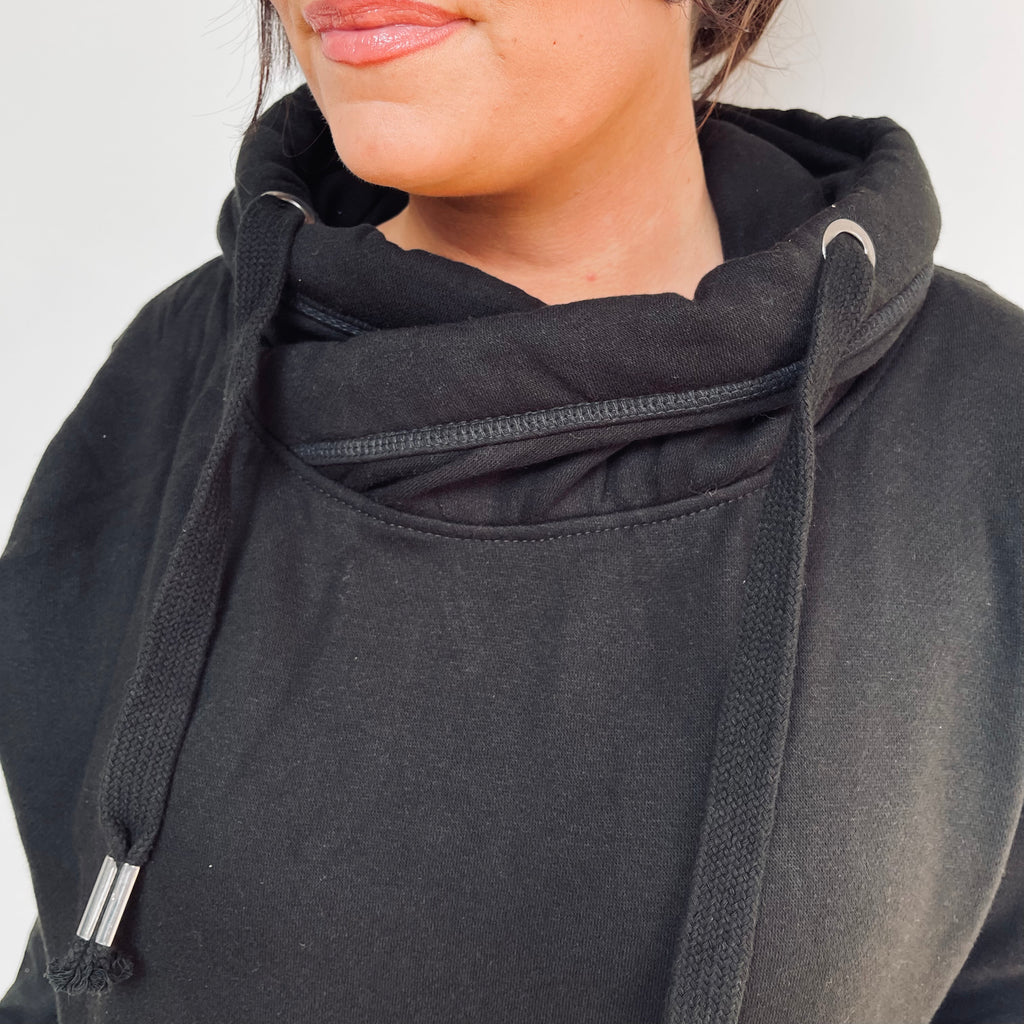 Black cowl neck hoodie best sale