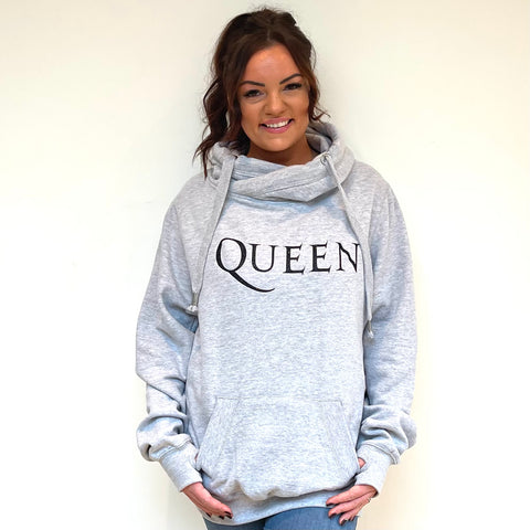 Luxury Cowl Neck Queen Hoodie - Grey