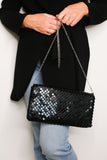Olivia Sequin Clutch / Shoulder Bag - Black