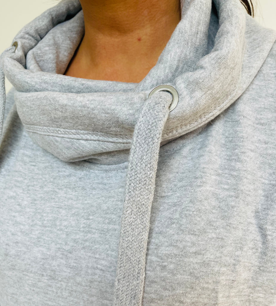 Luxury Cowl Neck Hoodie Grey