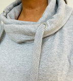 Luxury Cowl Neck Hoodie - Grey