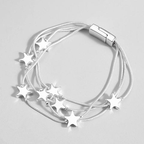 Multi Star String Bracelet - Silver