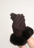 Faux Fur Gloves - Dark Brown