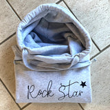 Luxury Cowl Neck Rock Star Hoodie - Grey
