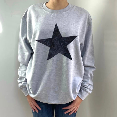 Glitter Star Sweatshirt - Grey
