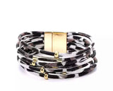 Leopard Print Wrap Bracelet - Grey