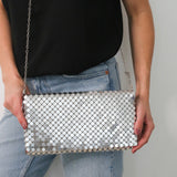 Olivia Sequin Clutch / Shoulder Bag - Silver