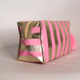 Stripy Make Up Bag - Pink