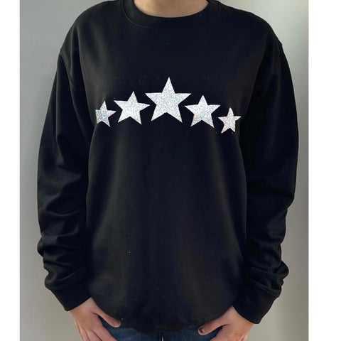 Multi Glitter Star Sweatshirt - Black