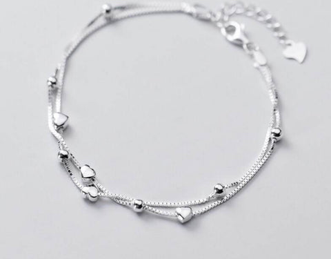 Sterling Silver Heart String Bracelet