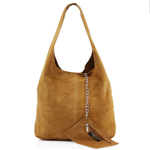 Suede Slouch Bag - Tan