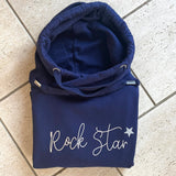 Luxury Cowl Neck Rock Star Hoodie - Midnight Blue