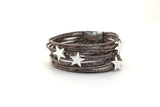 Star Wrap Bracelet - Silver-Black