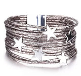 Star Wrap Bracelet - Silver-Black