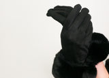 Faux Fur Gloves - Black