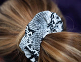 Snake-Print Hair Scrunchie - Grey